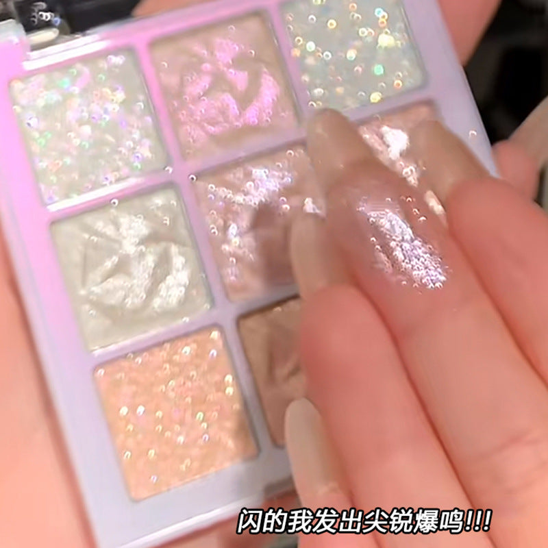 Beauty capel snowflake nine-color eyeshadow palette - shimmering, sparkling, highlighting, under-eye brightening, icy diamond eyeshadow