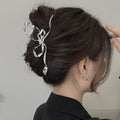 Simple bow hair clip for women's back of head 2024 new style hair volume large shark clip headwear