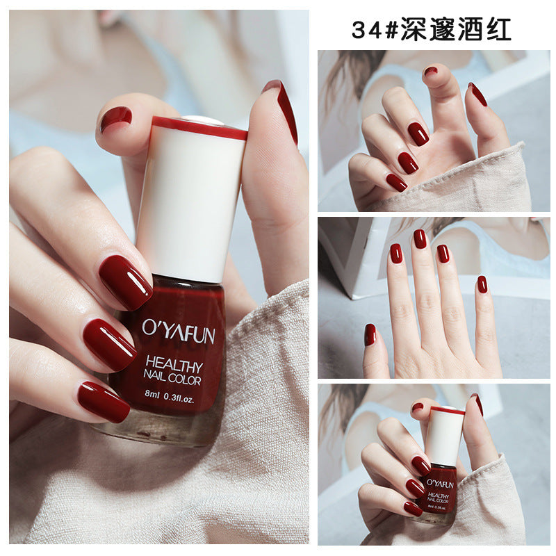 Ouyafei new arrival water-based nail polish 8ml no-bake peelable long-lasting quick-drying nail polish student peelable nail polish