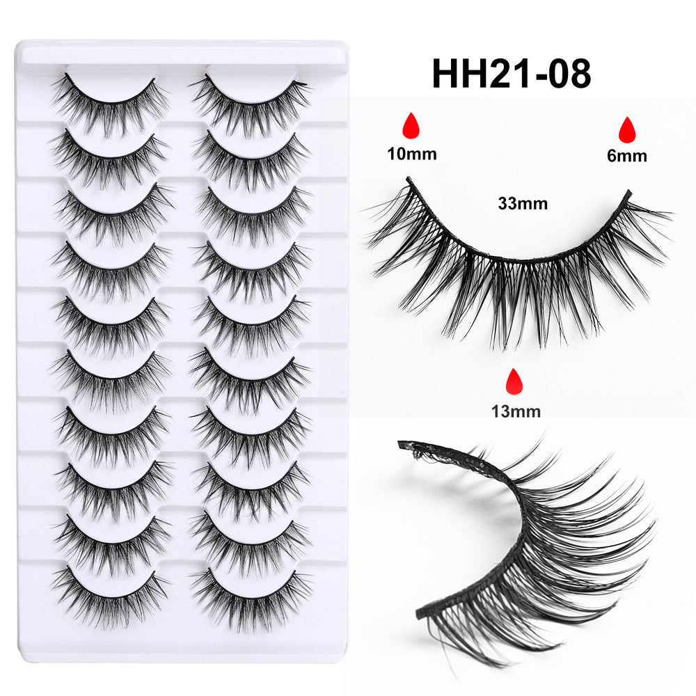 10 pairs of hard stem false eyelashes - voluminous, faux cluster lashes for stage makeup, professional makeup artist grade