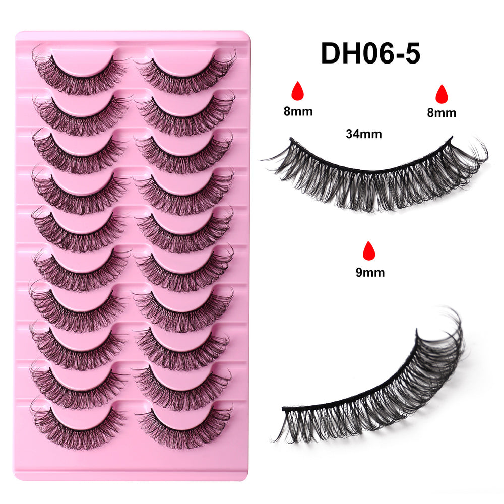 Carefully selected *10 pairs of soft stem and hard stem eyelashes, thick and natural one-piece little devil comic eyelashes glue style