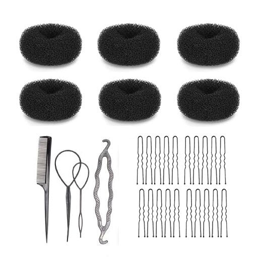 Amazon bestseller: 30-piece donut hair styling kit - bun maker & u-pin hair extension set