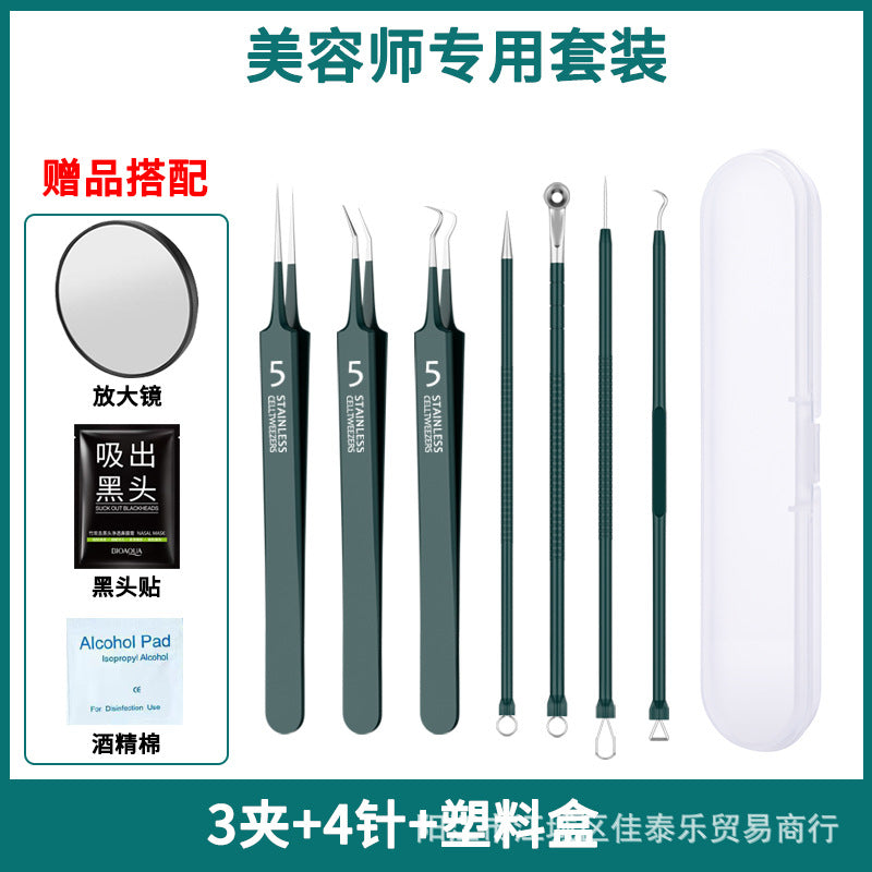 Factory direct stainless steel blackhead remover kit - includes blackhead extractor, pimple popper, and acne treatment tools