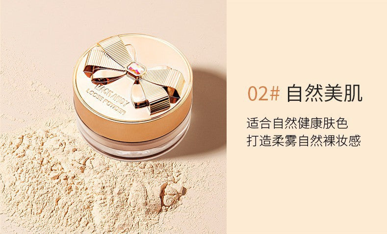 Marco andy bowknot loose powder - lightweight, silky, air-light setting powder for concealing, oil control, waterproof, and long-lasting makeup
