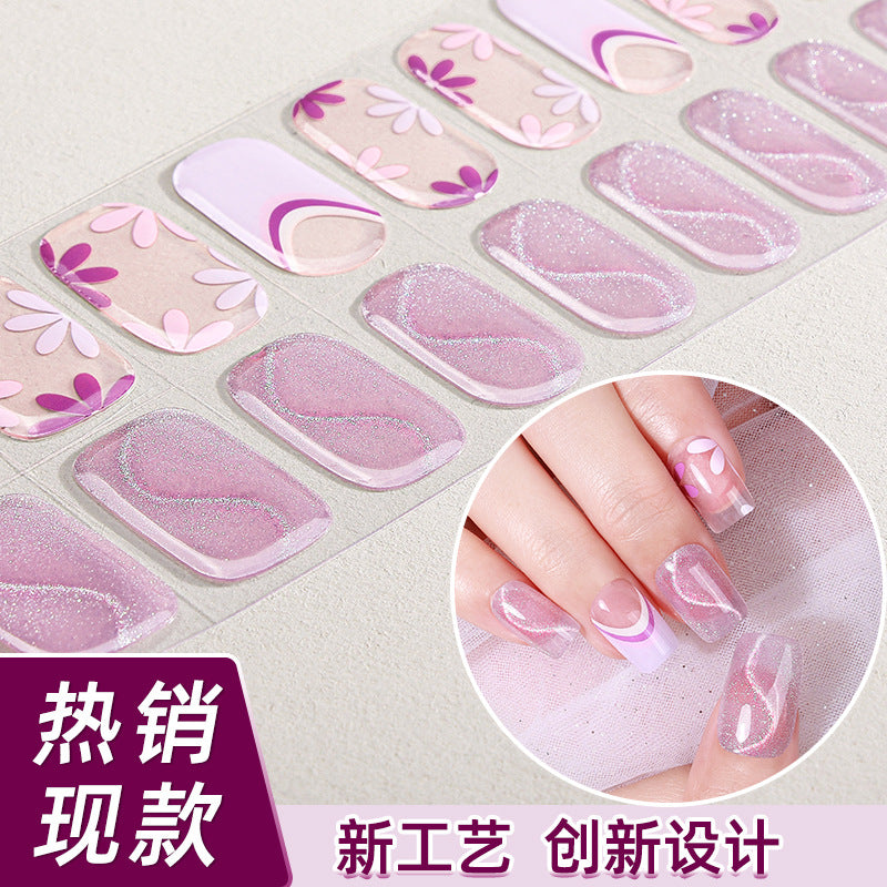 Zhengxiang custom gel nail stickers - waterproof uv gel therapy nail art stickers - 3d glitter, cat eye, and sparkle nail decals - european & american style