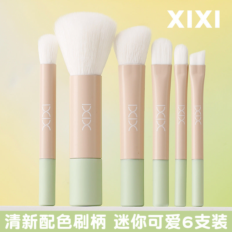 Xixi macron portable 6-piece brush set - blush, nose shadow, contour brushes - beginner mini makeup brushes