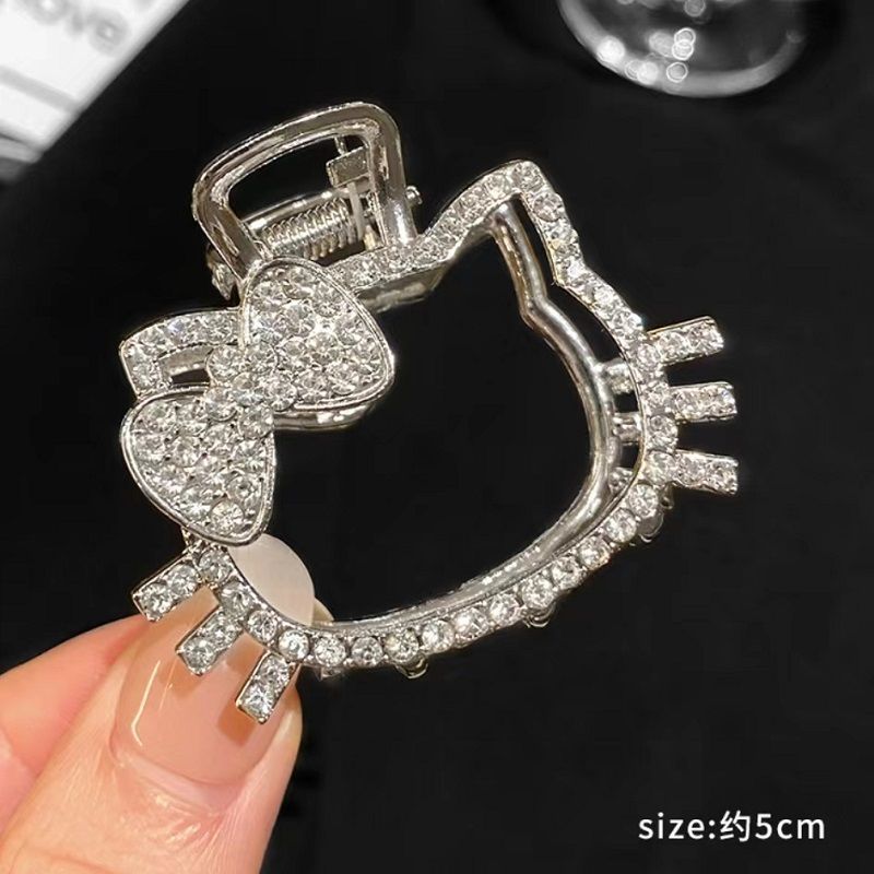 Girly heart diamond kt cat metal clip back head hair shark clip k-style half-tied hair cat hair clip headwear
