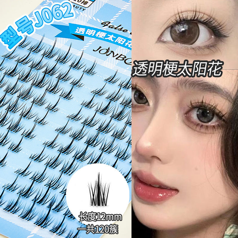 Jonbos large-capacity fake eyelashes single cluster nature little devil sunflower lazy trilogy hard stem transparent stem