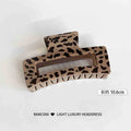 Korean style leopard print hollow square hair clip - minimalist, unique, and trendy claw clip - niche design, new hair accessories for women - wholesale