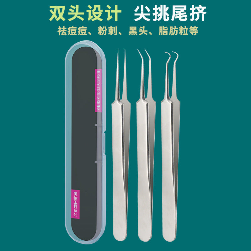 Blackhead remover kit: acne pimple extractor set with tweezers - precision tool for blackheads and whiteheads