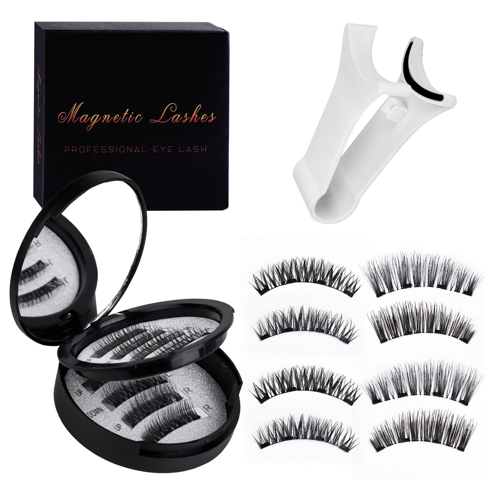 Amazon's hottest double-layer magnetic false eyelashes, black stem positioning, european and american thick magnetic eyelashes, a whole factory