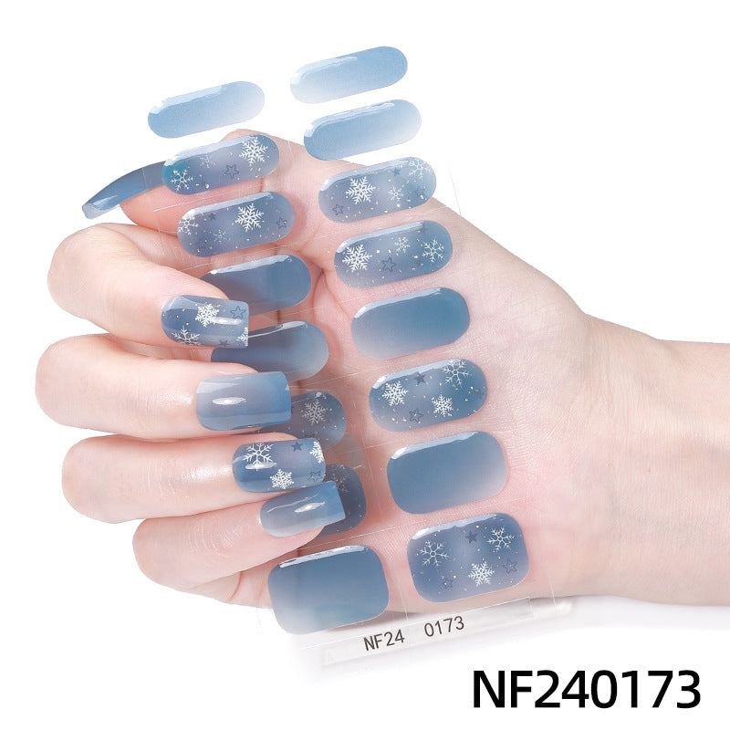 european and american christmas semi-cured gel nail stickers waterproof cartoon kids cute 3d manicure stickers personalized
