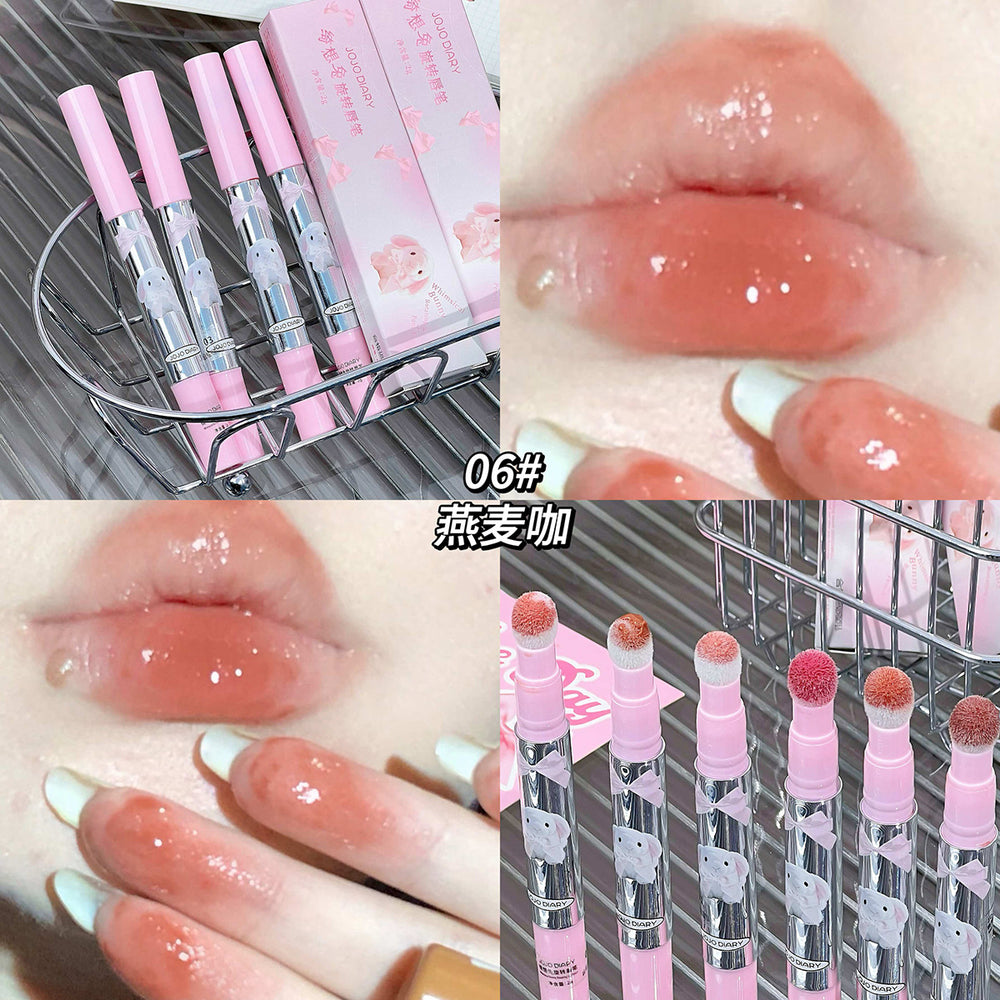 Jojo diary dream rabbit rotating lip pencil - hydrating, shimmering, mirror-like lip glaze - smudge-proof, whitening lipstick