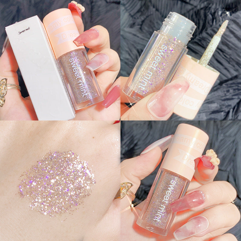 Sweet mint liquid eye shadow pearlescent fine glitter waterproof sparkling highlighter eye shadow liquid