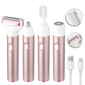 Women's shaver - 4-in-1 razor for underarms, intimate areas, pubic hair, nose hair, and eyebrow trimming - wet & dry use