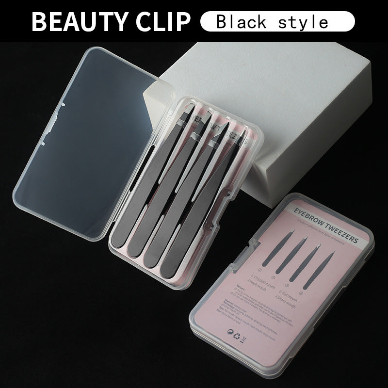 Stainless steel black slant tip tweezers - eyebrow, beard & hair removal tool - wholesale beauty tools