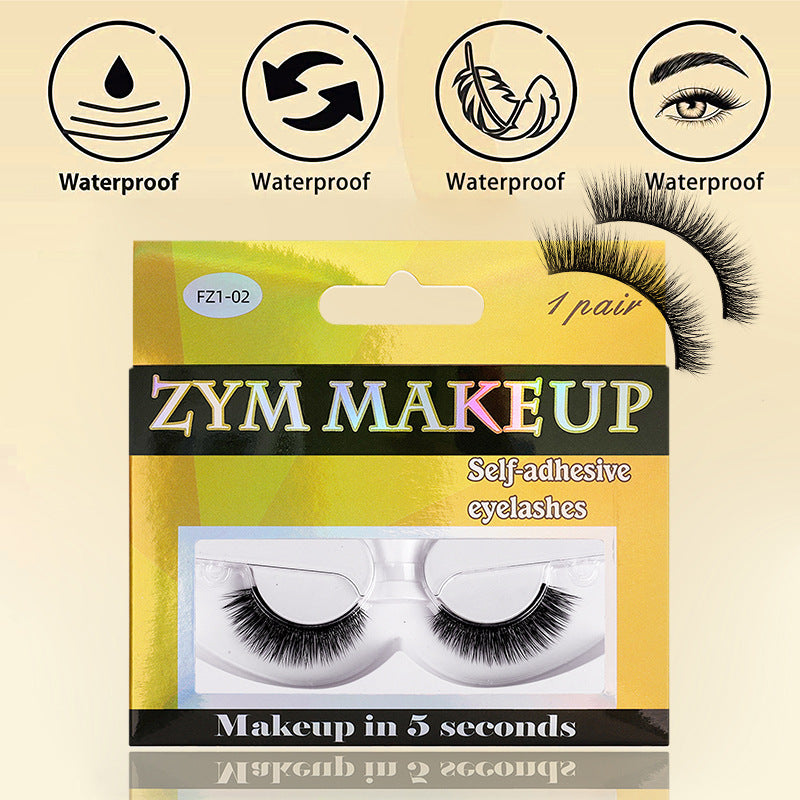 European and american glue-free self-adhesive eyelashes - full strip, realistic, dense, lengthening, hangable 3d temperature-activated adhesive self-adhesive false eyelashes