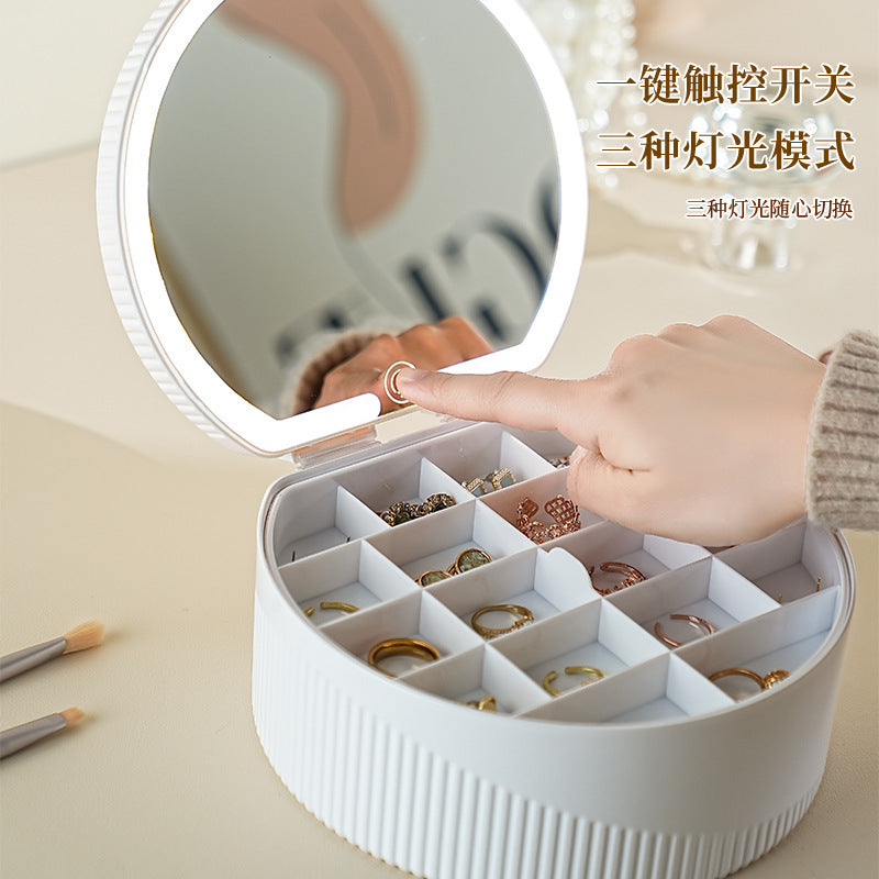 exclusive creative makeup mirror with light, jewelry storage box, multi-color high-definition touch control, household gift dressing mirror