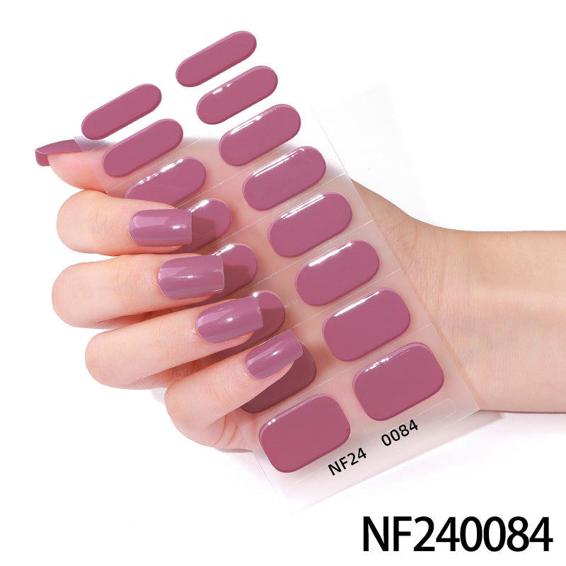 Gel manicure stickers 16 stickers semi-cured phototherapy stickers full stickers semi-baked nail stickers ready-made 5d jewelry ice transparent finished product