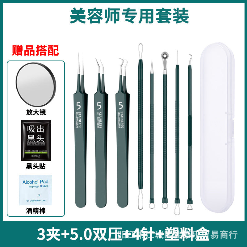 Factory direct stainless steel blackhead remover kit - includes blackhead extractor, pimple popper, and acne treatment tools
