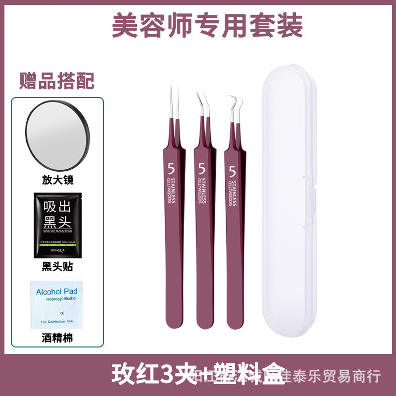 Manufacturer's ready-made rose red acne needle cell clip suit acne removal acne needle tweezers acne needle scraper blackhead tool