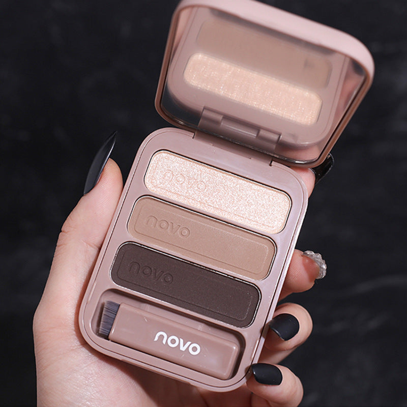 Novo three-color eyebrow powder for beginners - waterproof, long-lasting, smudge-proof, makeup artist-grade shading powder for hairline definition