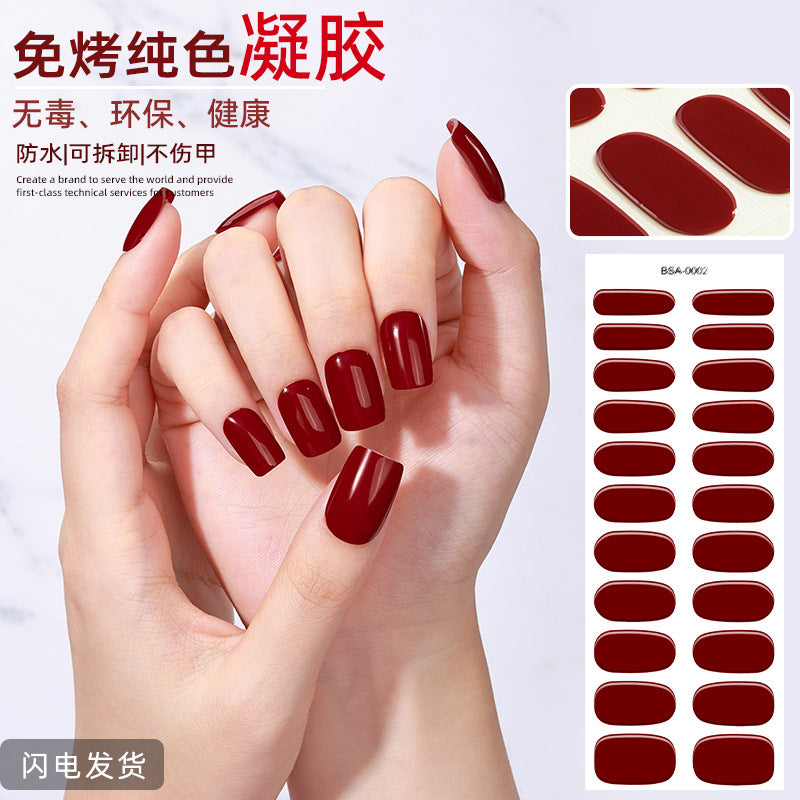 Zhengxiang factory customized no-bake gel nail art stickers solid color european and american photo lamp nail stickers amazon foreign trade wholesale
