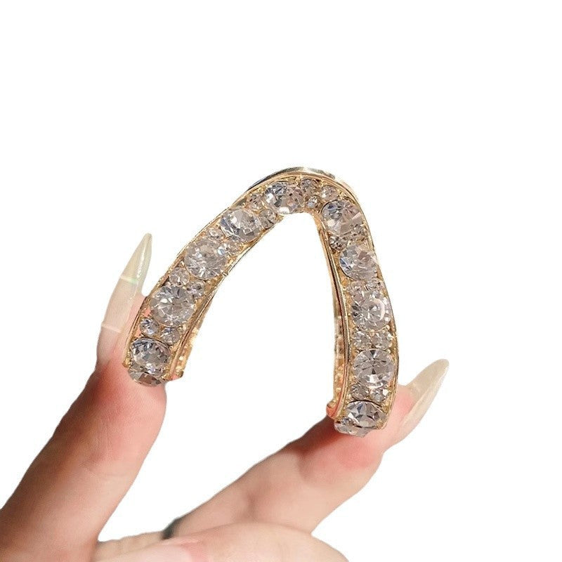 Metal high ponytail fixed full diamond v-shaped back of head hair shark clip female k-styleeleganteasiest for match gripper headwear
