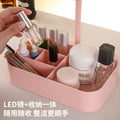 Led storage makeup mirror - smart dimming, home use, lighted plastic desktop vanity mirror, illuminated glass mirror
