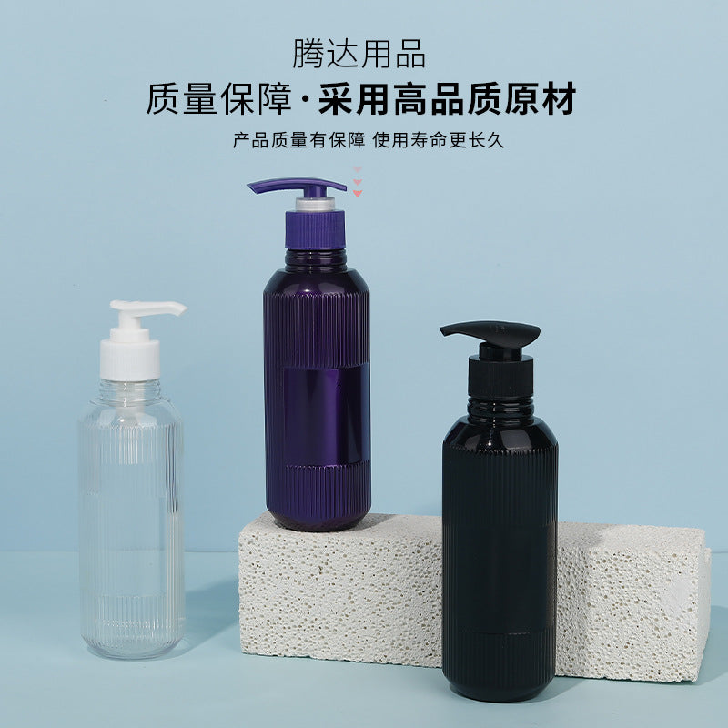 Customizable empty plastic bottles: press-top pet plastic bottles for shampoo, body wash, and hand soap dispensing