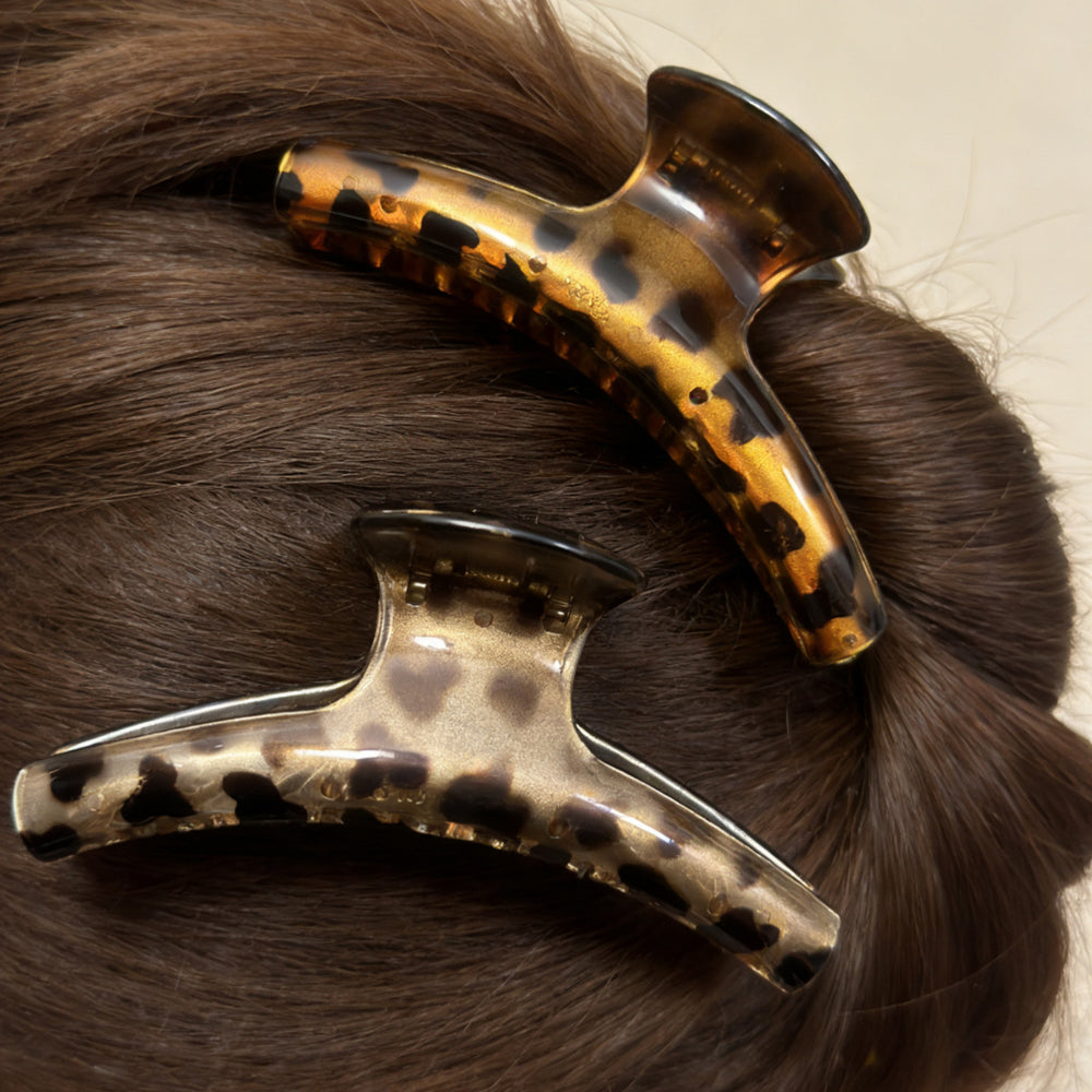 French leopard print gripper for women 2026 new arrivalclassy shark clip large easiest for match back of head hair clip headwear