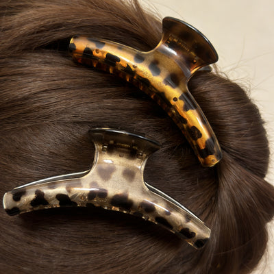 French leopard print gripper for women 2026 new arrivalclassy shark clip large easiest for match back of head hair clip headwear