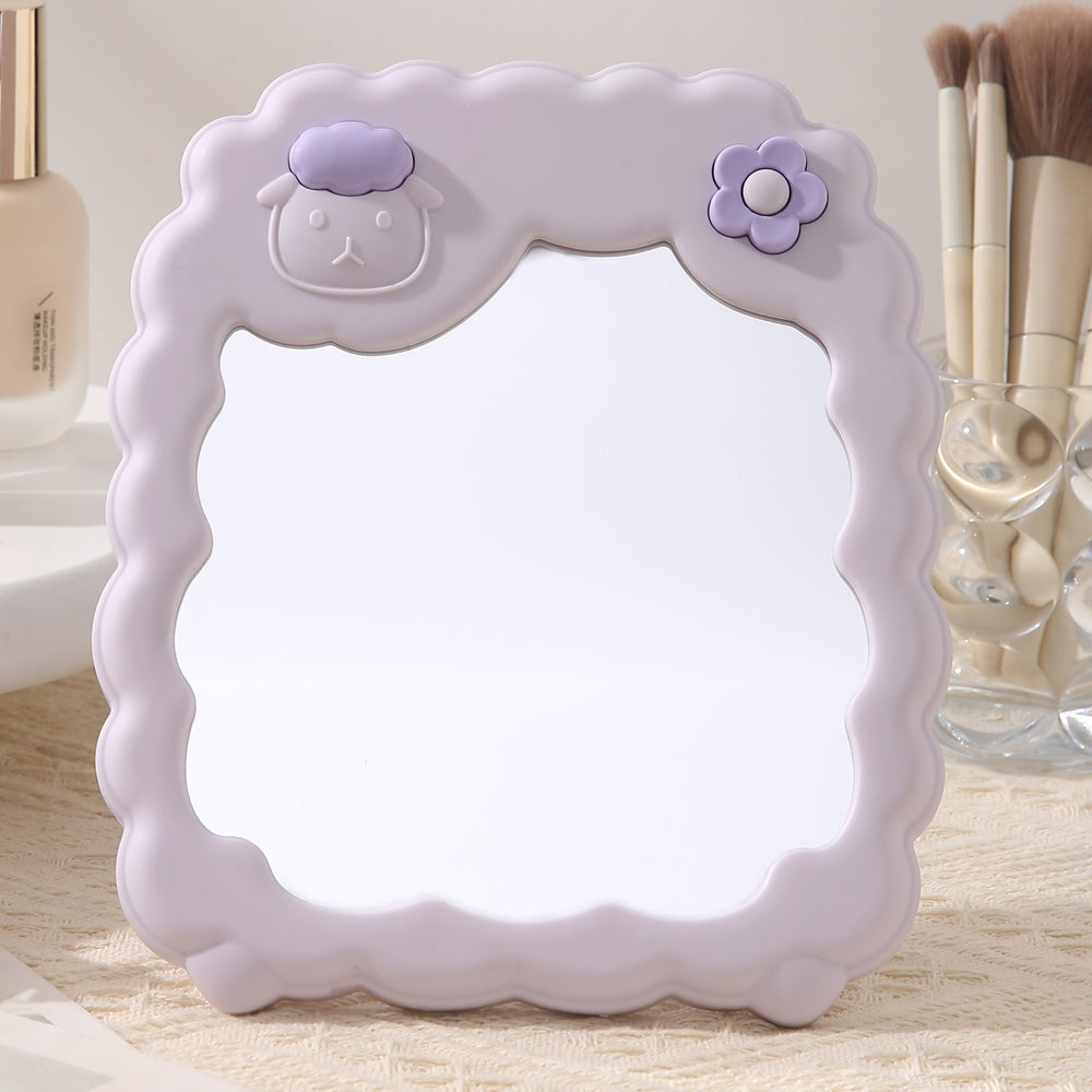 Cosmetic mirror plastic folding hd student dormitory storage glass for home home cute flower casual mirror