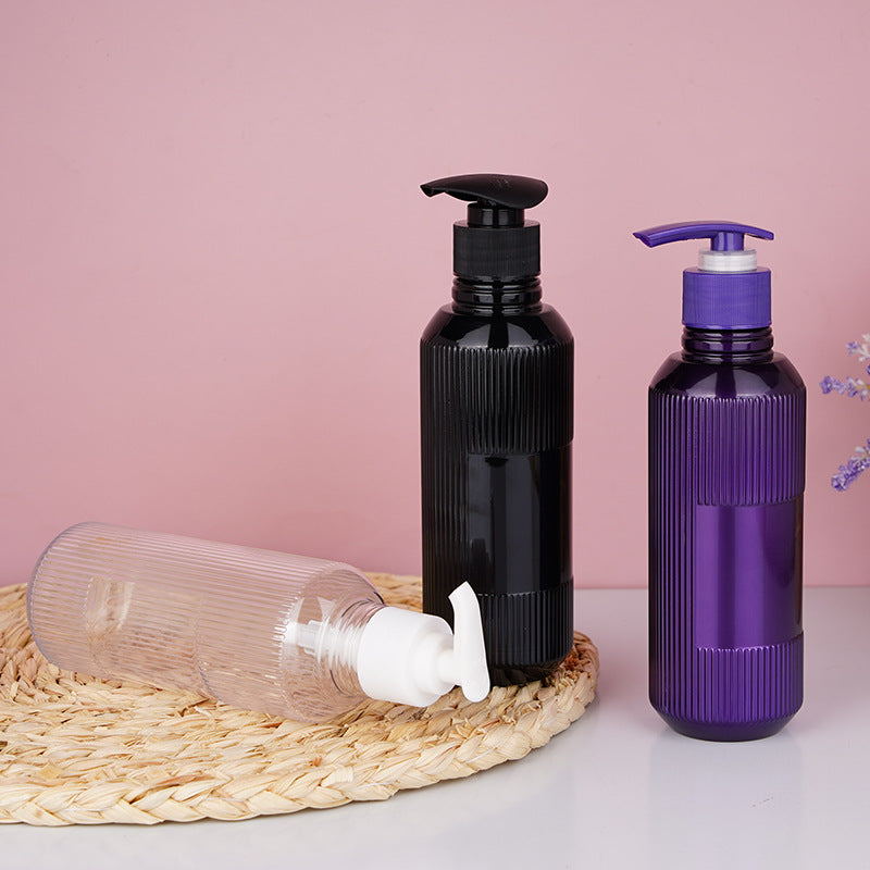 Customizable empty plastic bottles: press-top pet plastic bottles for shampoo, body wash, and hand soap dispensing