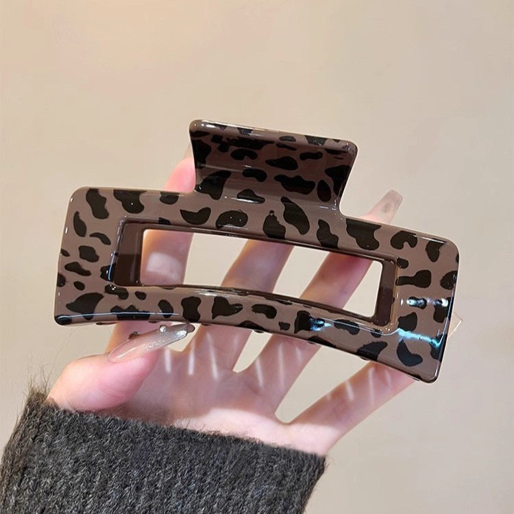 Classy large leopard print gripper casualretro hair card popular back of the head hair volume elegant shark clip
