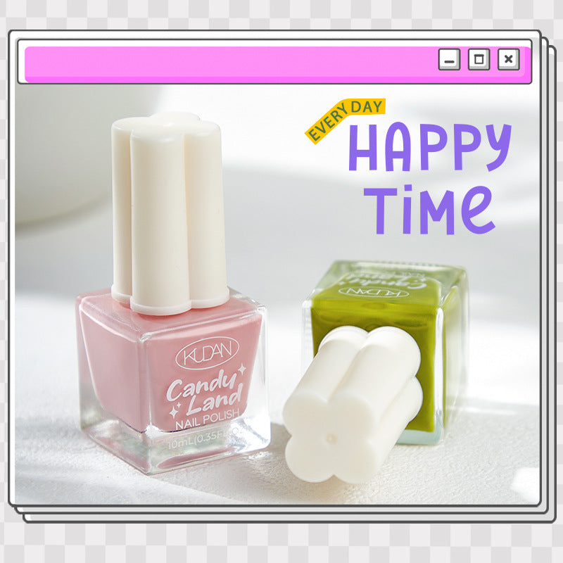 New water-based peel-off nail polish: long-lasting, quick-drying, no-bake, solid color, glitter, nude, and protective base coat - candyland collection