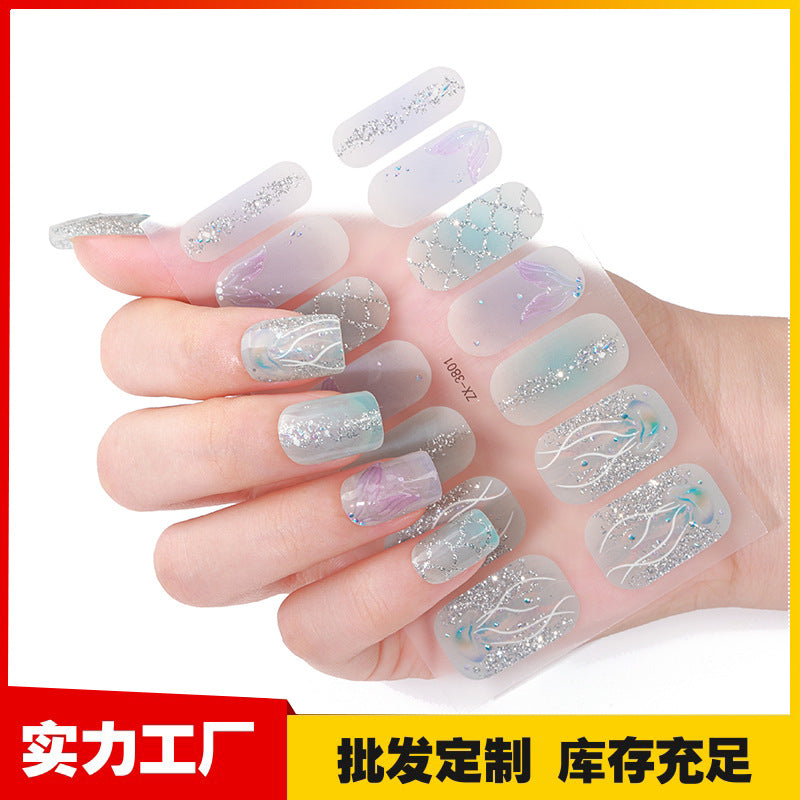 Zhengxiang factory customized japanese and korean nail art stickers hot stamping 5d epoxy imitation diamond starburst christmas nail stickers full stickers wholesale