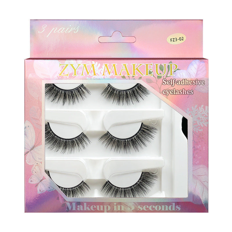 Glue-free self-adhesive false eyelashes for women nature temperature-sensitive black stem self-adhesive one-piece fashion baby straight eyelashes suit