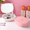 Cat ear storage makeup mirror plastic for home desktop foldable portable home cute travel all-in-one glass mirror