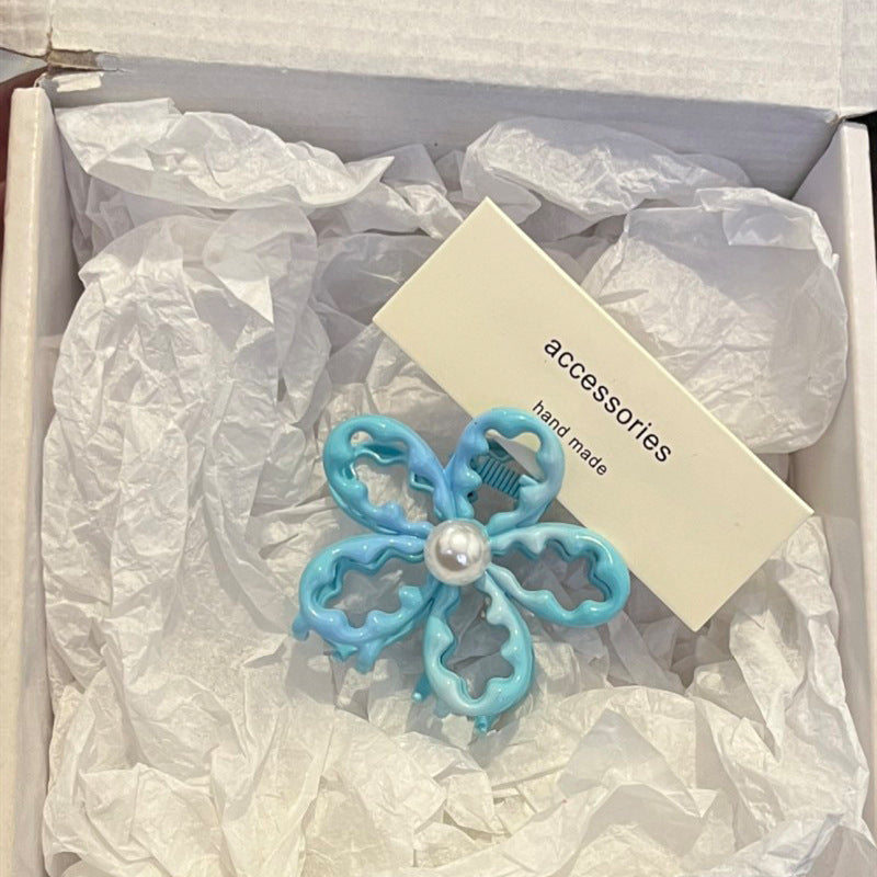 Gradient color dopamine flower small hair clip for women y2k high-end elegant hair clip 2024 new year shark clip