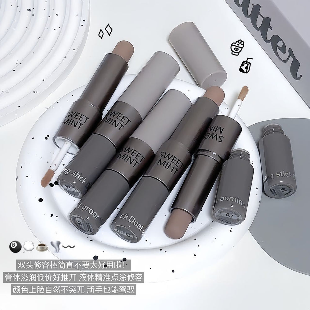 Sweet mint dual-ended contour stick - all-in-one face sculpting, nose shadow, highlight, and concealer