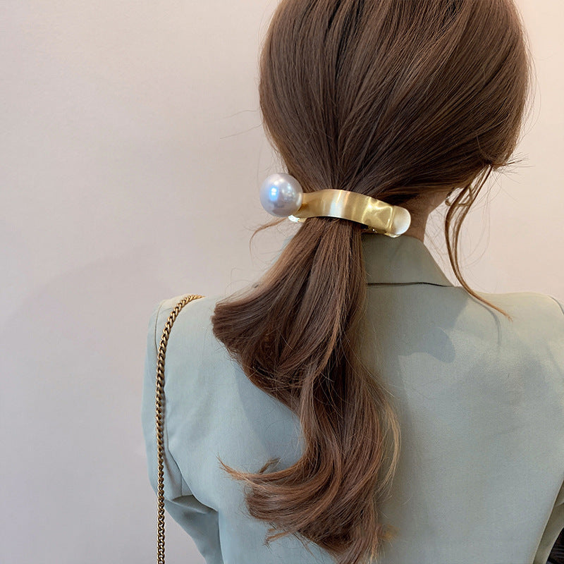 Casual design large pearl hairpin for women, back of head hairpin, classy shark clip, headwear, new arrivalsummer gripper