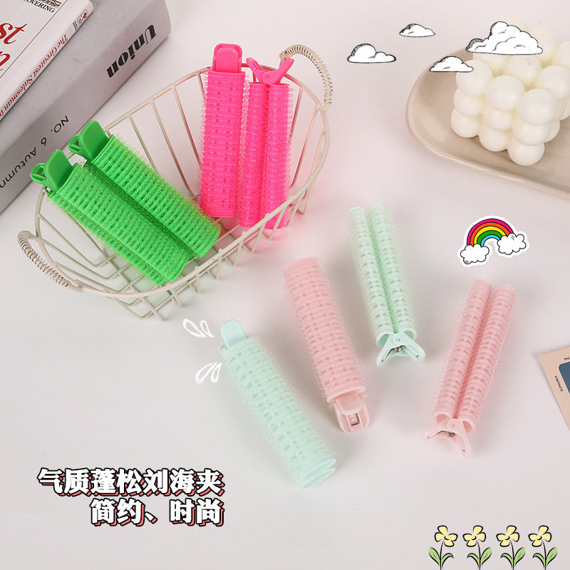 New arrival dopamine color bangs clip fluffy clip korean lazy hair clip head hair root hair-styling curling barrel in stock