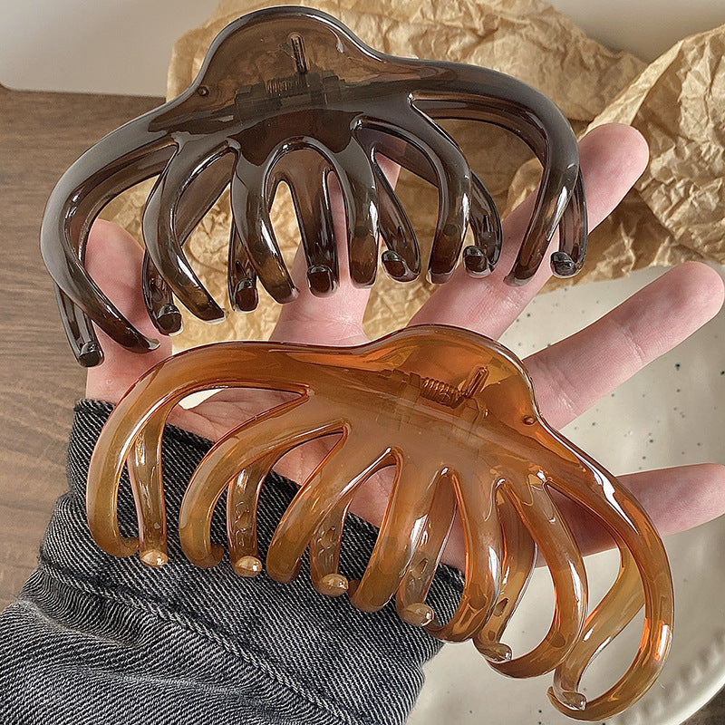 New pumpkin translucent round clip large hair volume hair clip casualeasiest for match clip hair shark clip