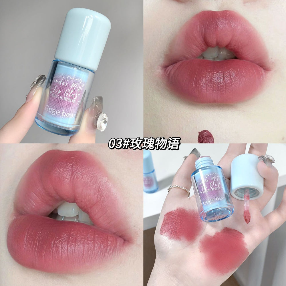 Gege bear gege bear light gauze pink mist lip glaze velvet matte matte fall and winter whitening non-stick cup lipstick