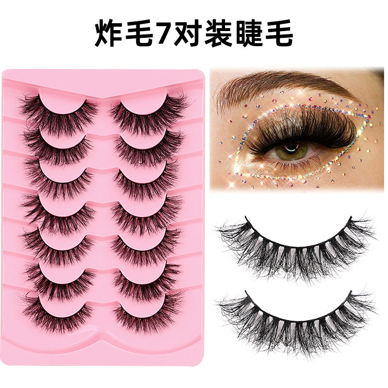 Wholesale wholesale of messy fashion fake eyelashes glue style 3dstereo curling fluffy layered whole eyelashes
