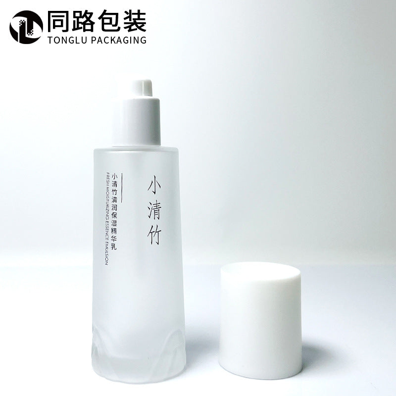 New arrival skin care product packaging glass bottle frosted transparent glass suit bottle cosmetic cream bottle factory direct sale