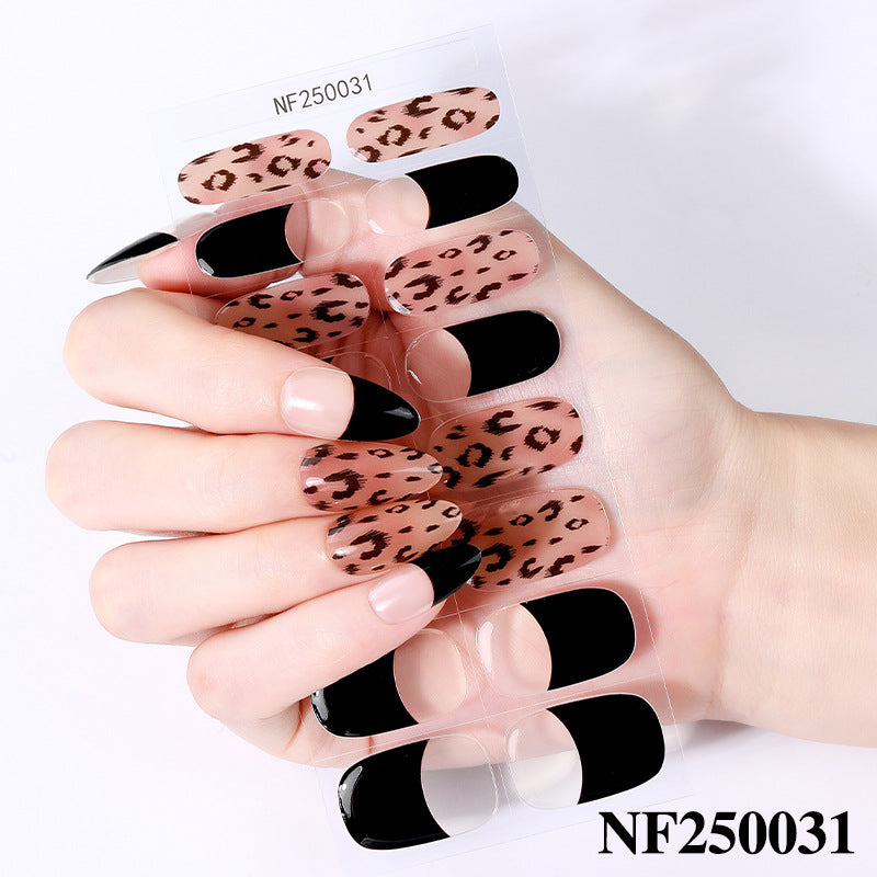 Zhengxiang semi-cured gel nail stickers waterprooffashion cross-border french uv manicure stickers flash onion powder ice transparent nail