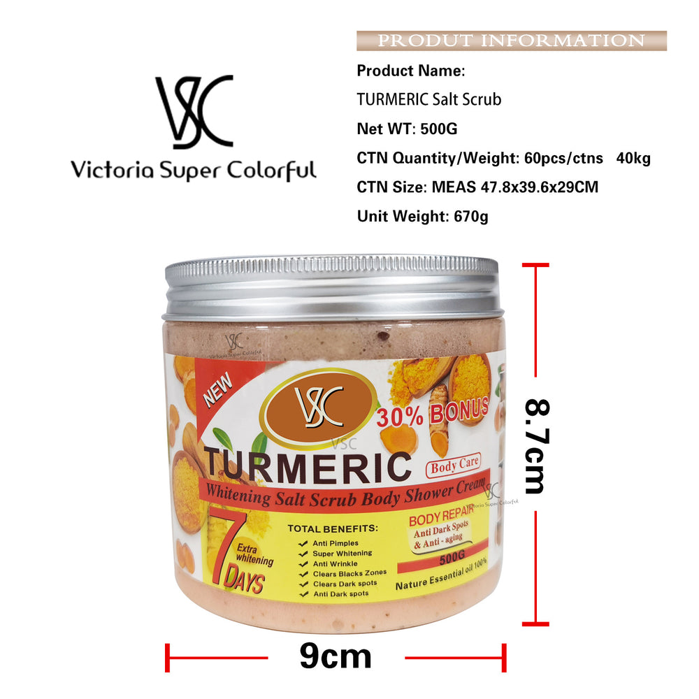 exclusive supply of vc vitamin c scrub wet salt 500g turmeric bath salt cleansing exfoliating bath foreign trade