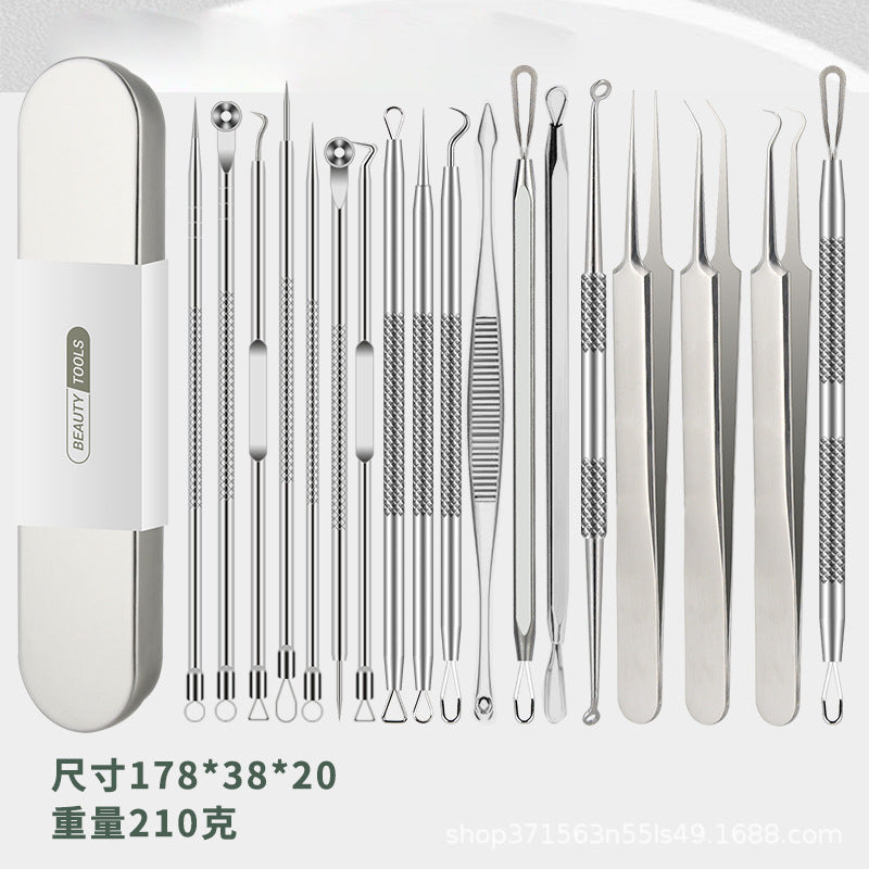 Stainless steel acne needle acne clip cell clip double-ended acne remover blackhead removal needle beauty tool suit cross-border wholesale